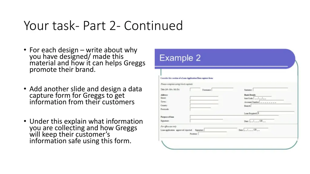 your task part 2 continued
