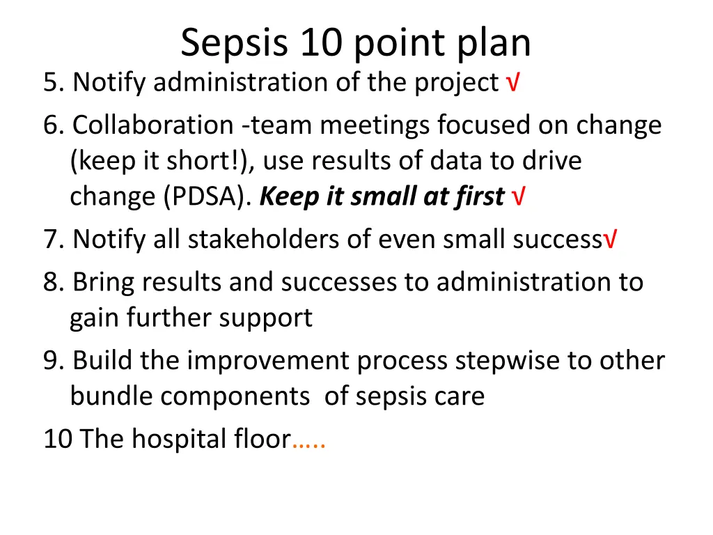 sepsis 10 point plan 5 notify administration