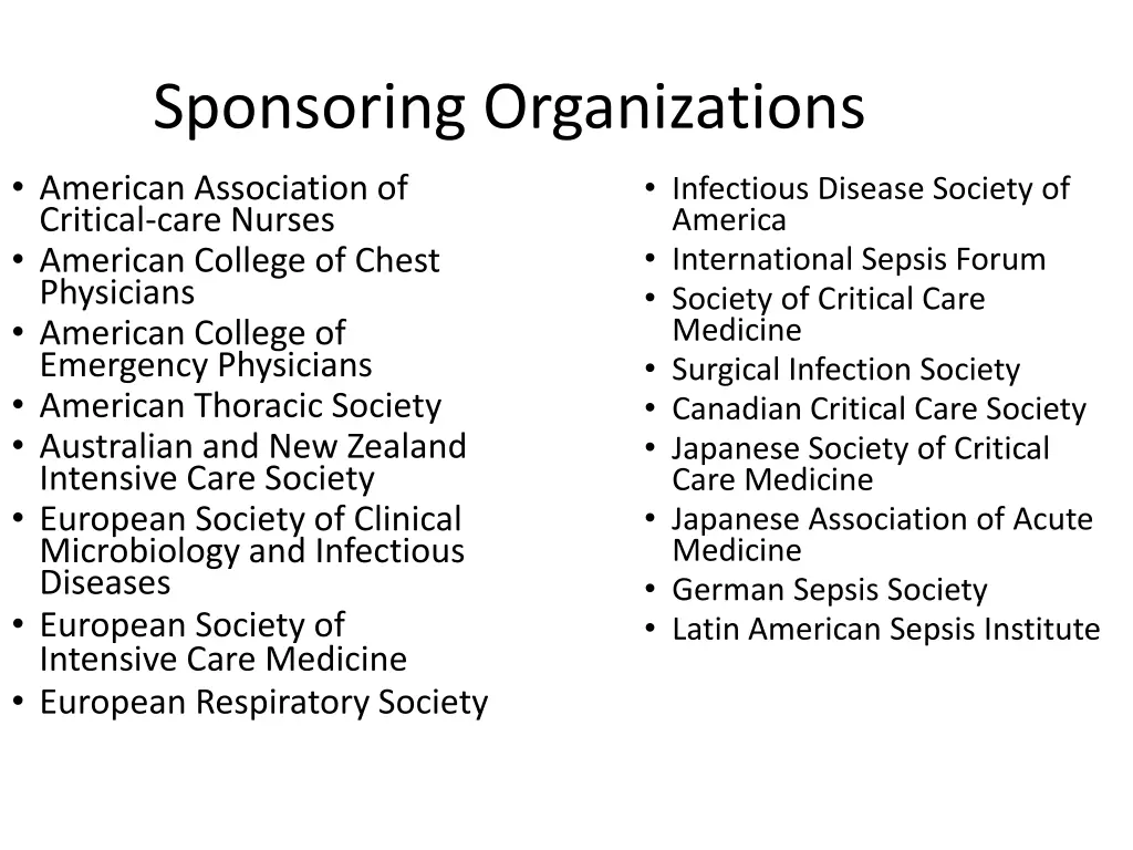 sponsoring organizations