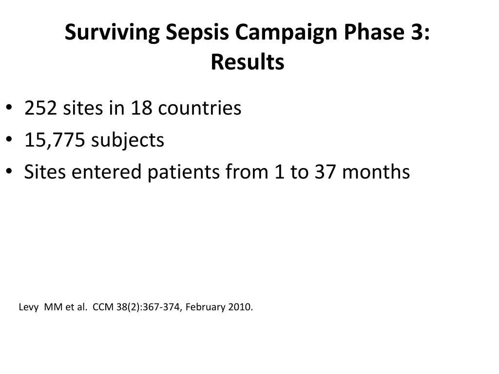 surviving sepsis campaign phase 3 results