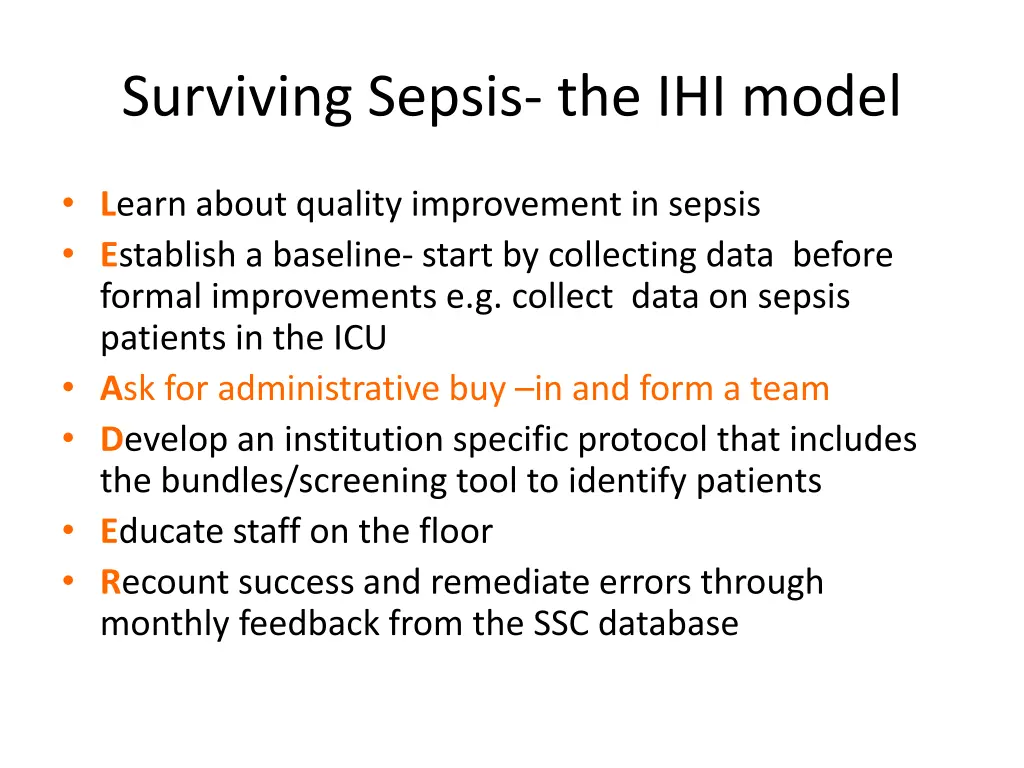 surviving sepsis the ihi model