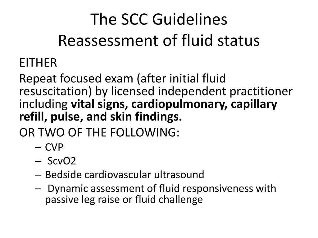 the scc guidelines reassessment of fluid status