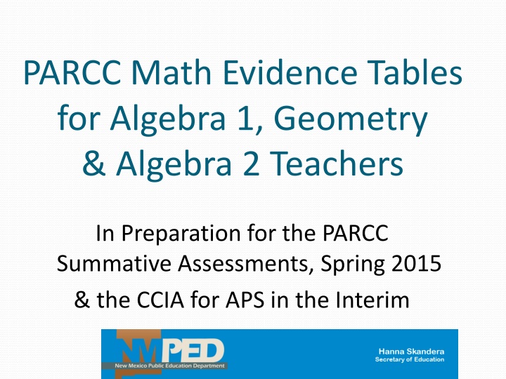 parcc math evidence tables for algebra 1 geometry