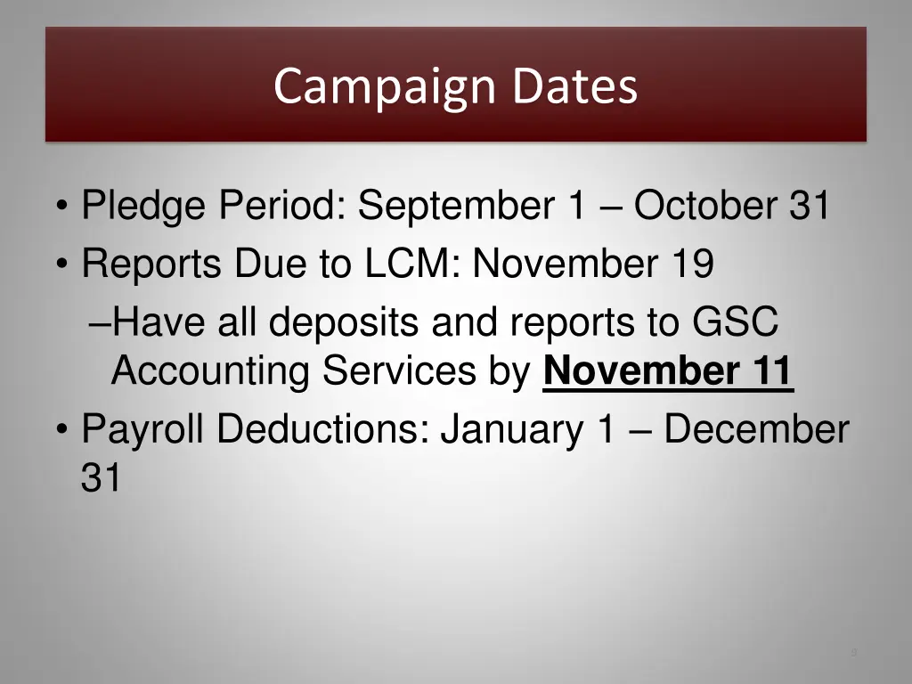 campaign dates