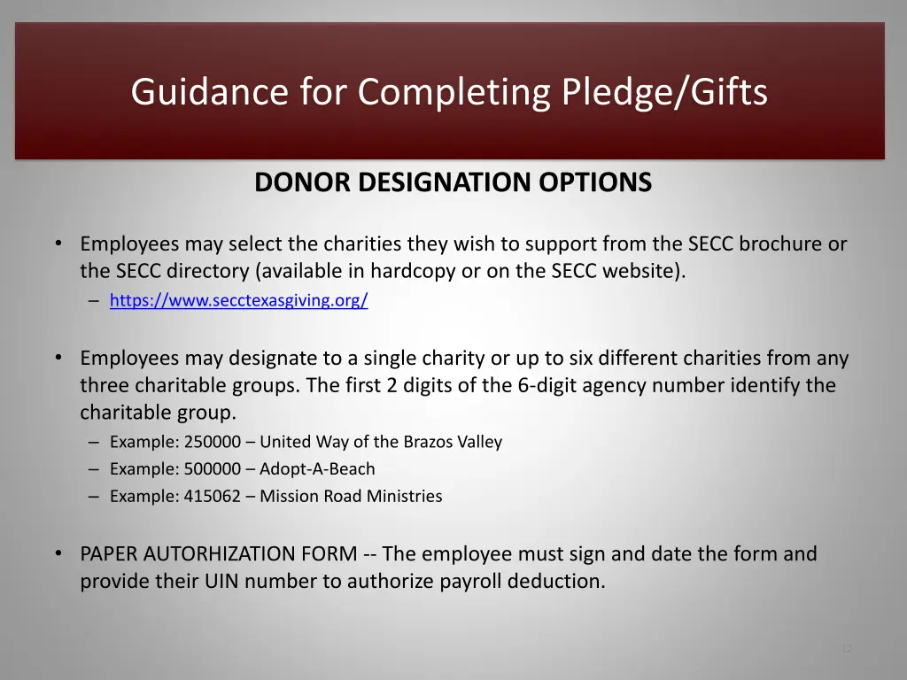 guidance for completing pledge gifts