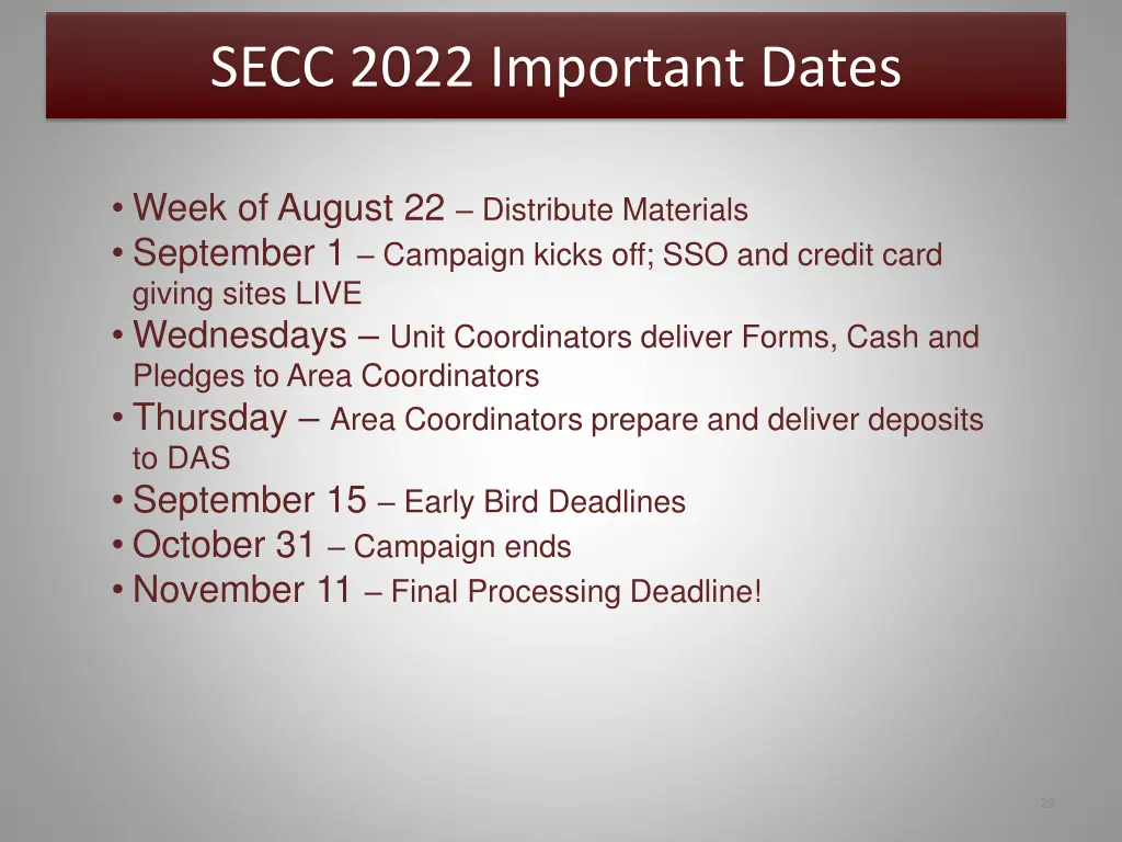 secc 2022 important dates