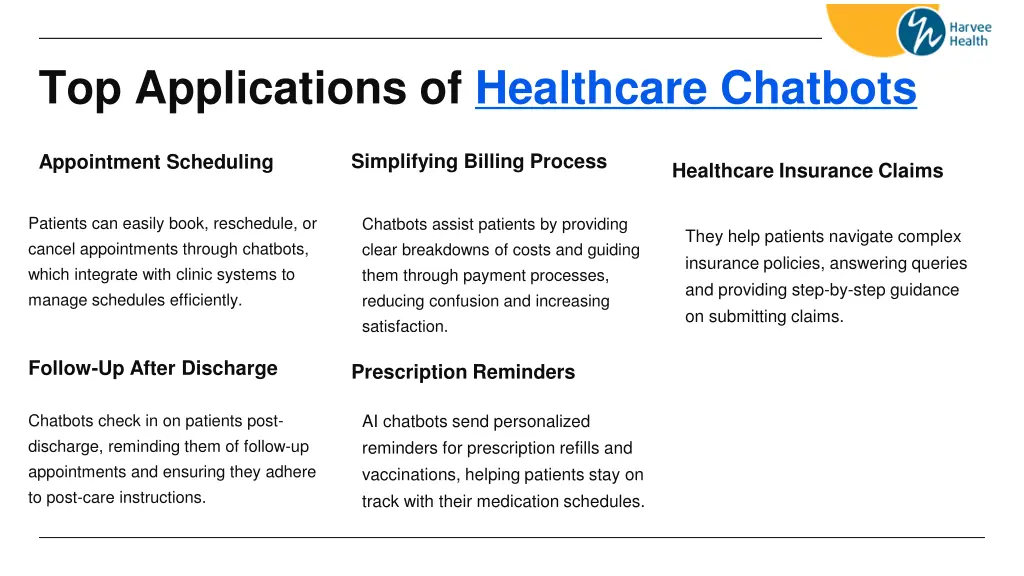 top applications of healthcare chatbots