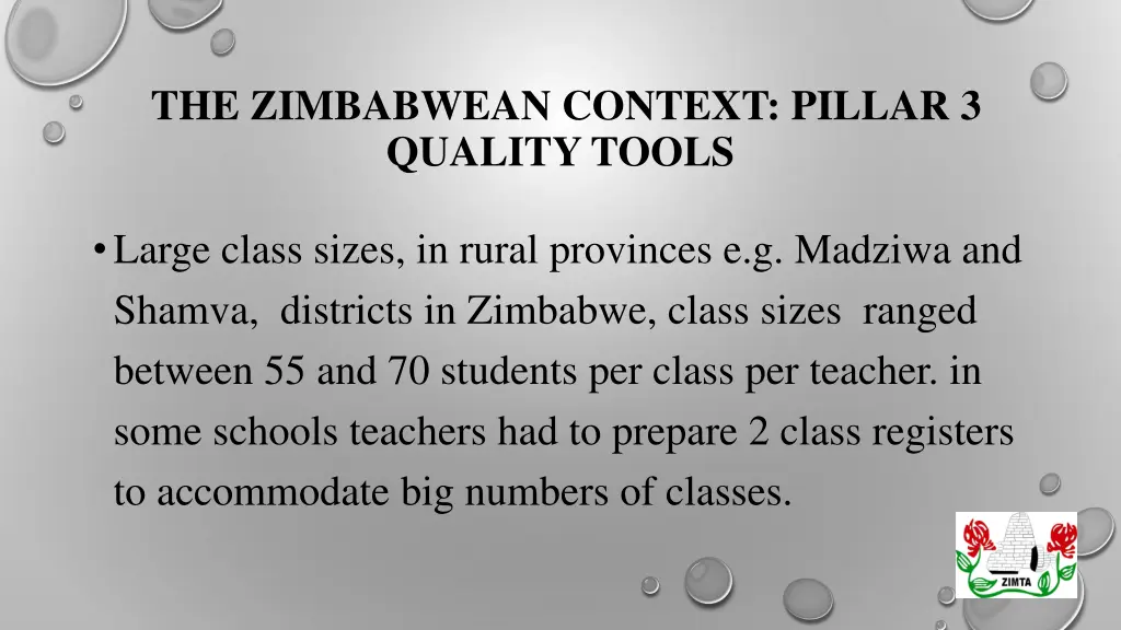 the zimbabwean context pillar 3 quality tools
