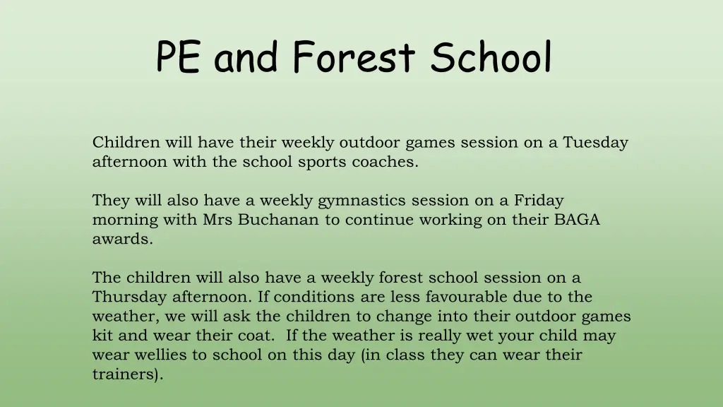 pe and forest school