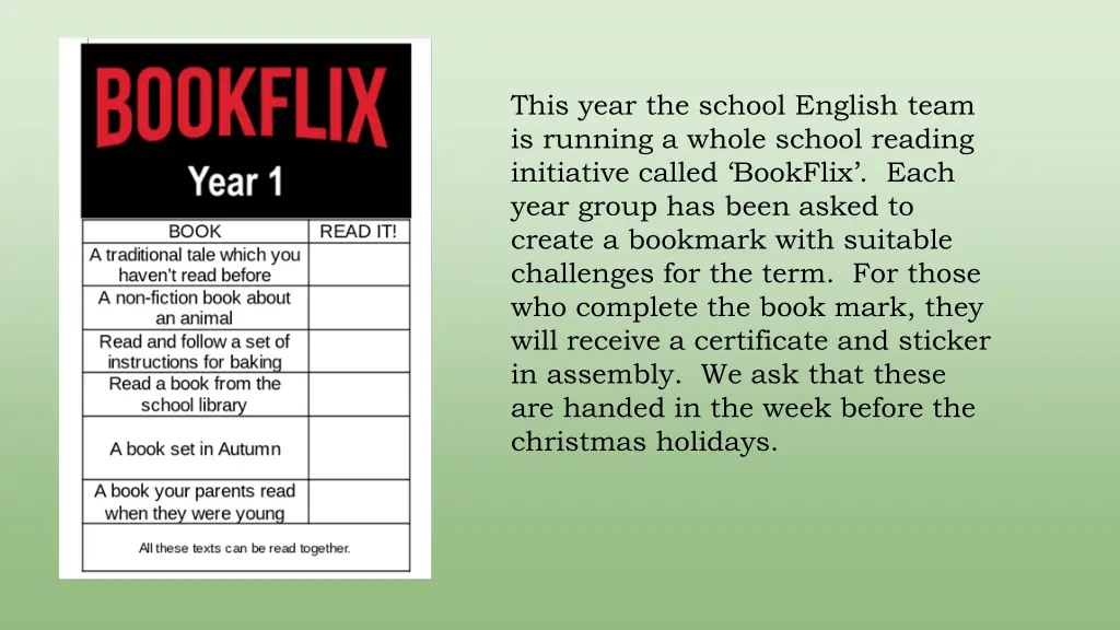 this year the school english team is running