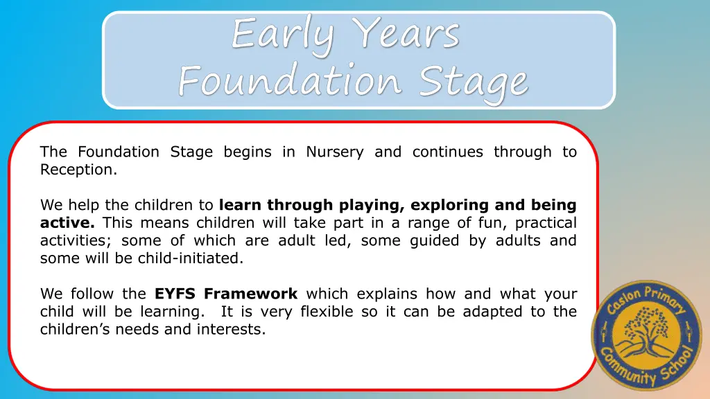 early years foundation stage