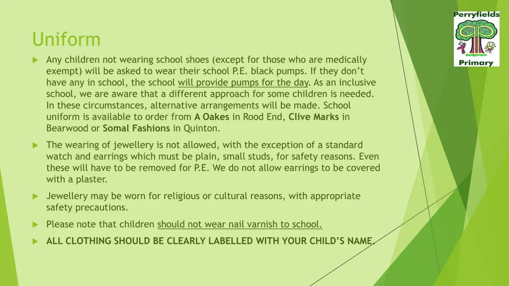 uniform any children not wearing school shoes