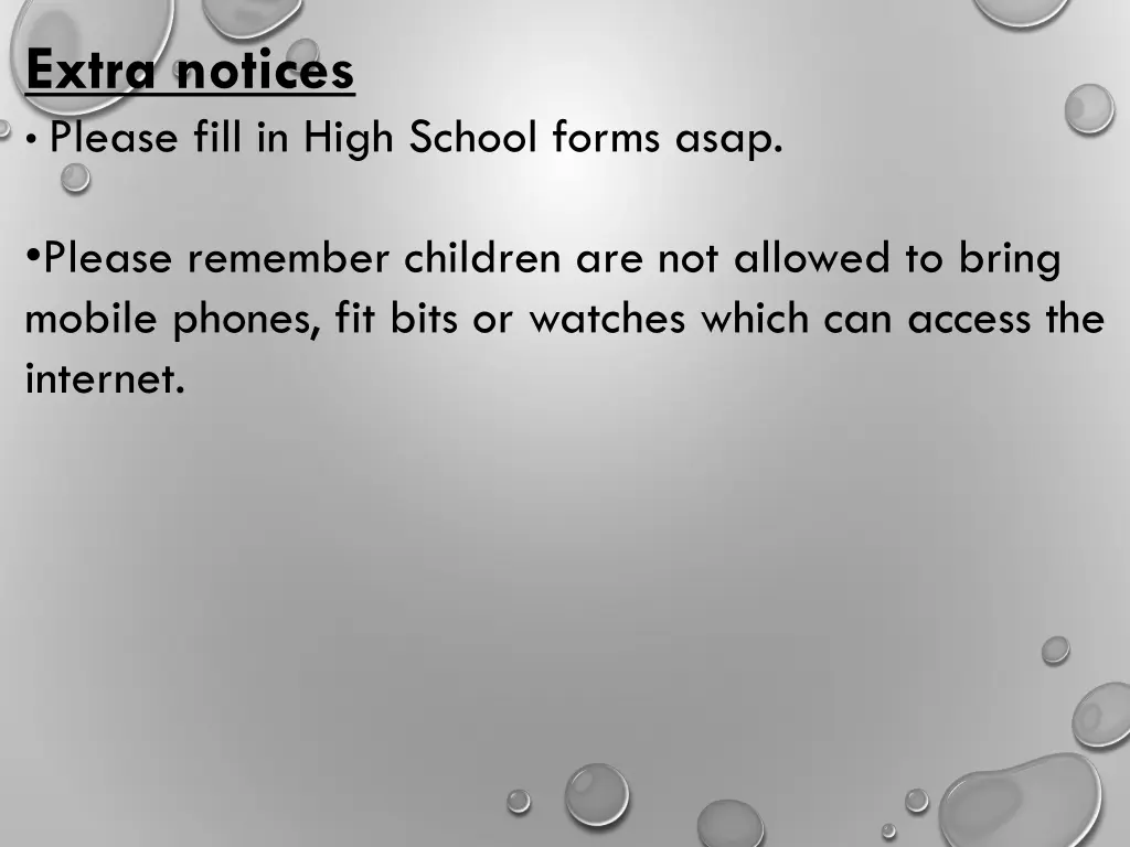 extra notices please fill in high school forms