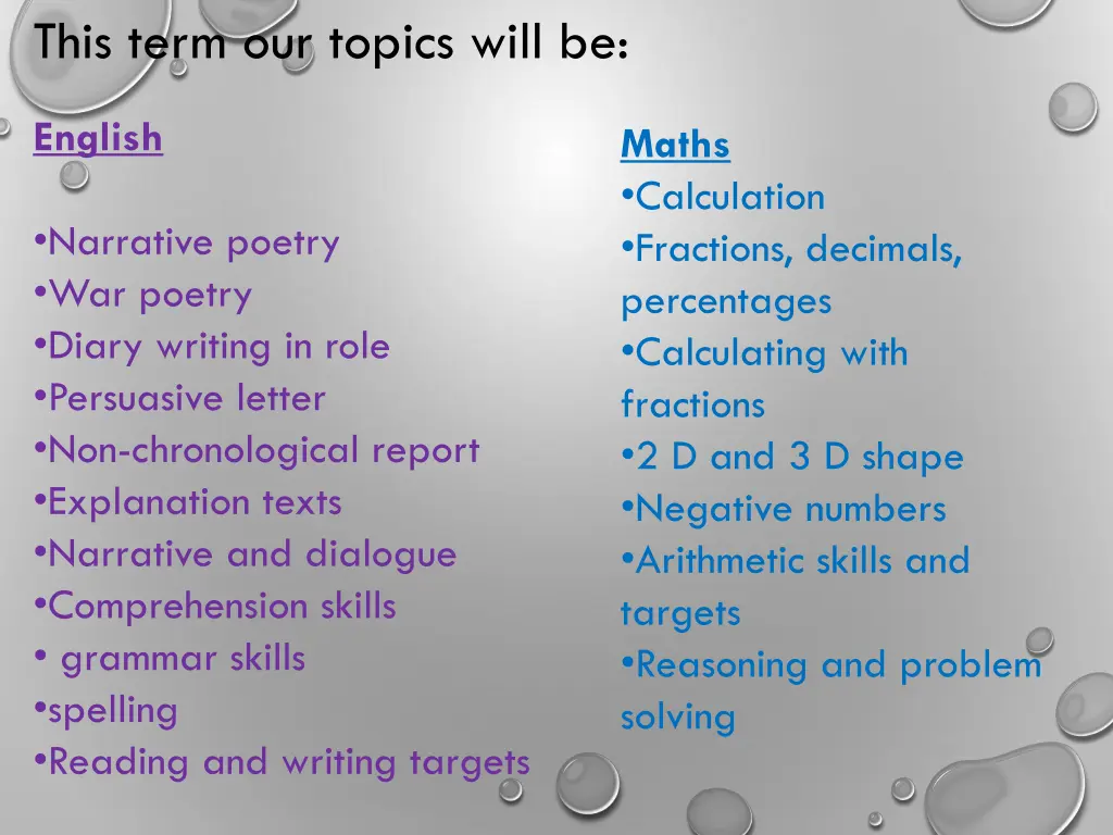 this term our topics will be