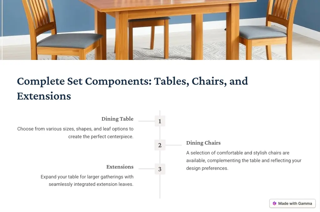 complete set components tables chairs