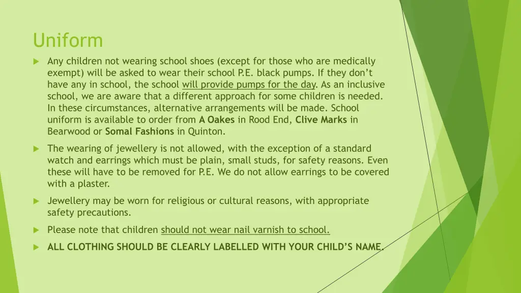 uniform any children not wearing school shoes