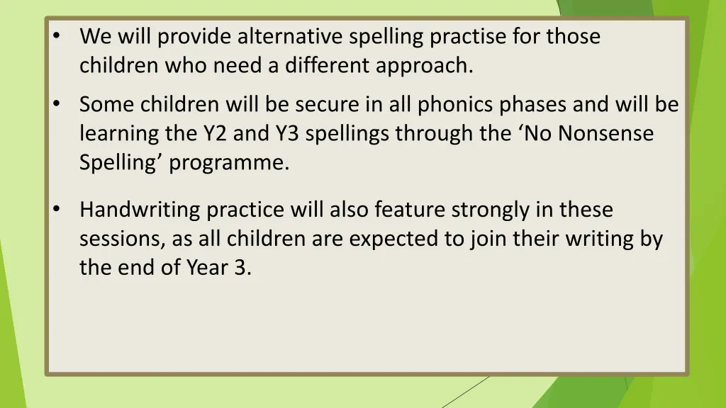we will provide alternative spelling practise