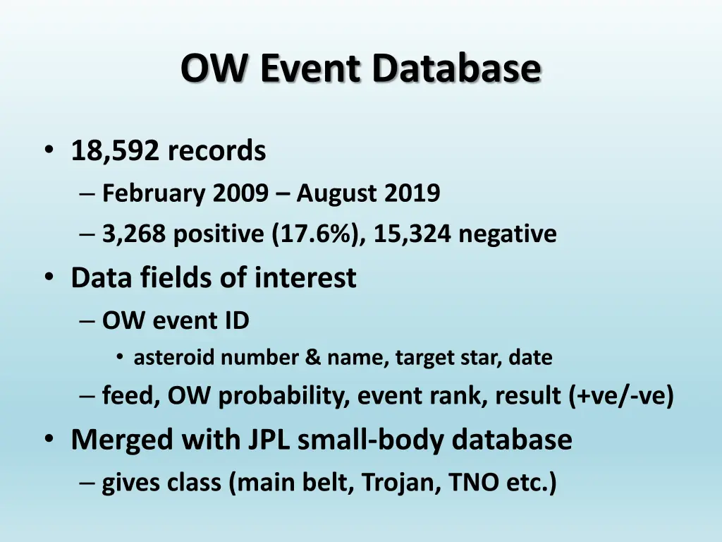 ow event database