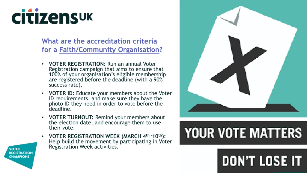 what are the accreditation criteria for a faith