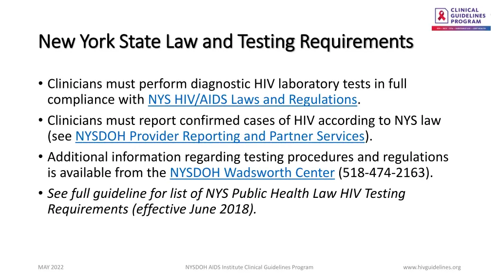 new york state law and testing requirements