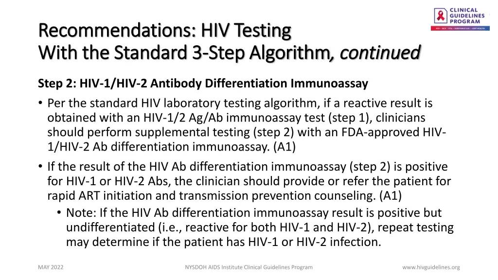recommendations hiv testing recommendations 1