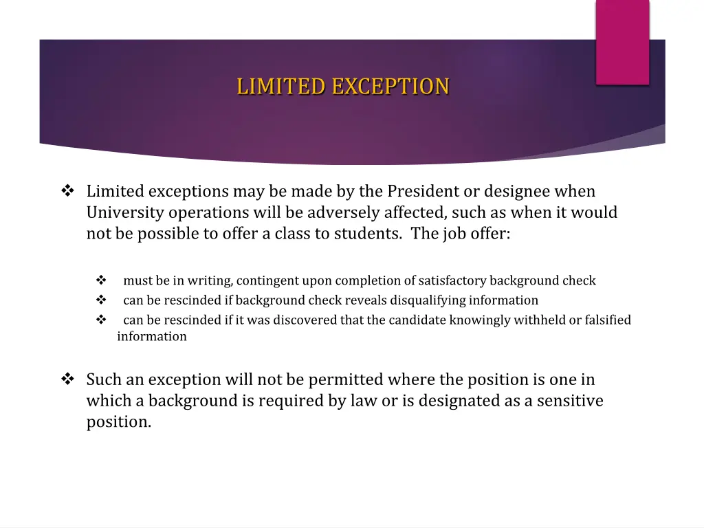 limited exception