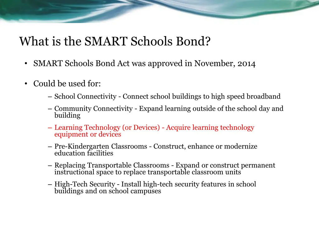 what is the smart schools bond