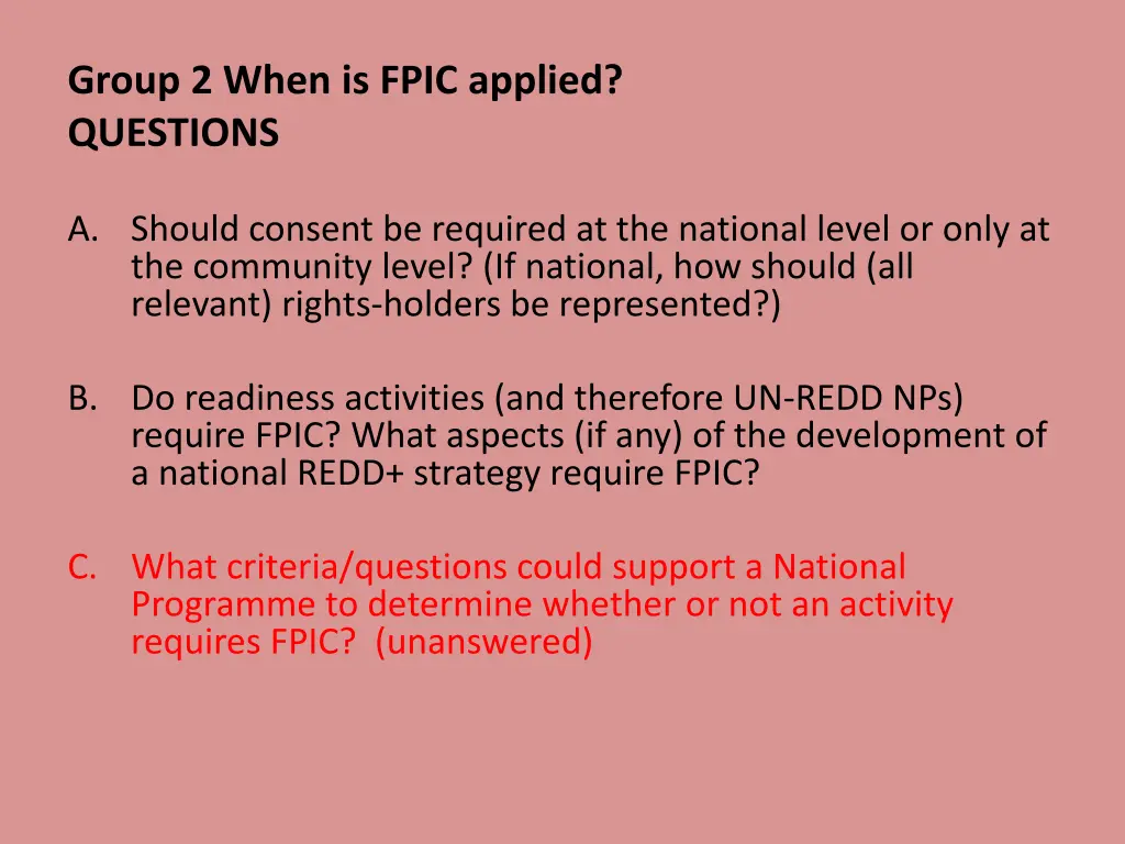 group 2 when is fpic applied questions