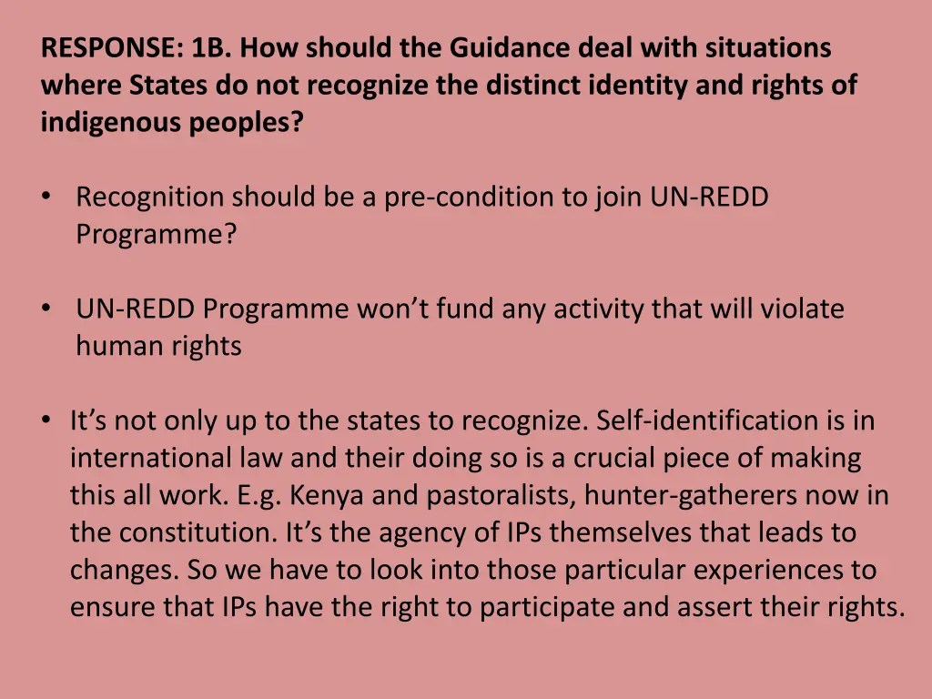 response 1b how should the guidance deal with