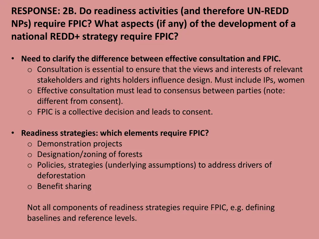 response 2b do readiness activities and therefore