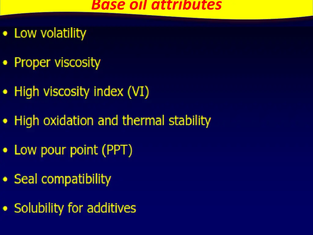 base oil attributes