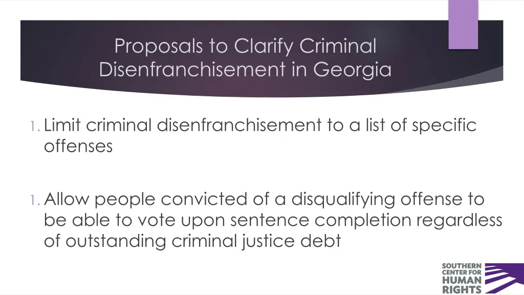 proposals to clarify criminal disenfranchisement
