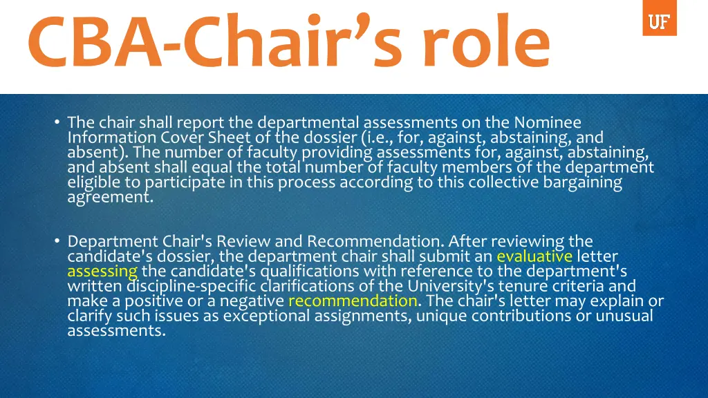 cba chair s role