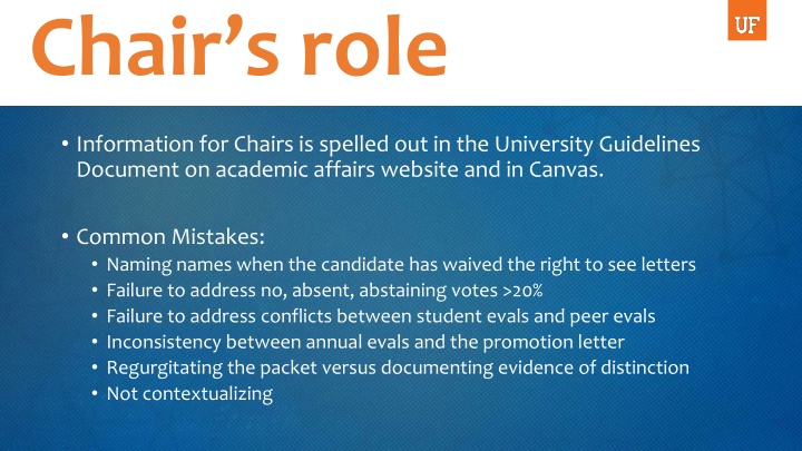 chair s role