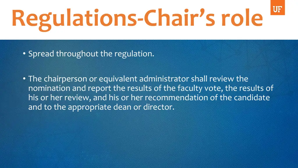 regulations chair s role