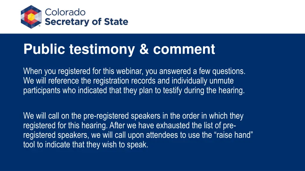 public testimony comment 2