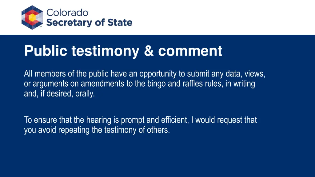 public testimony comment