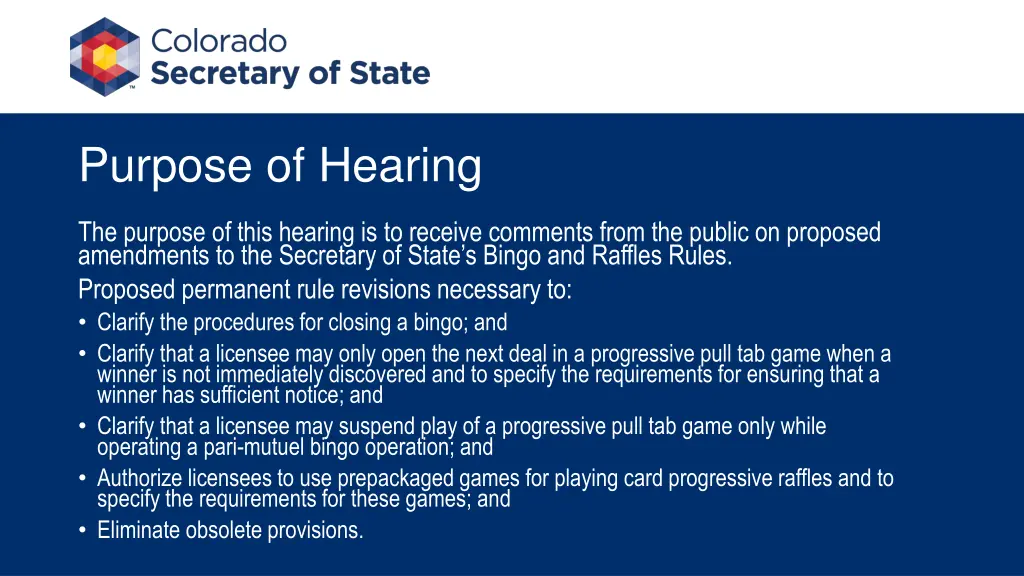 purpose of hearing