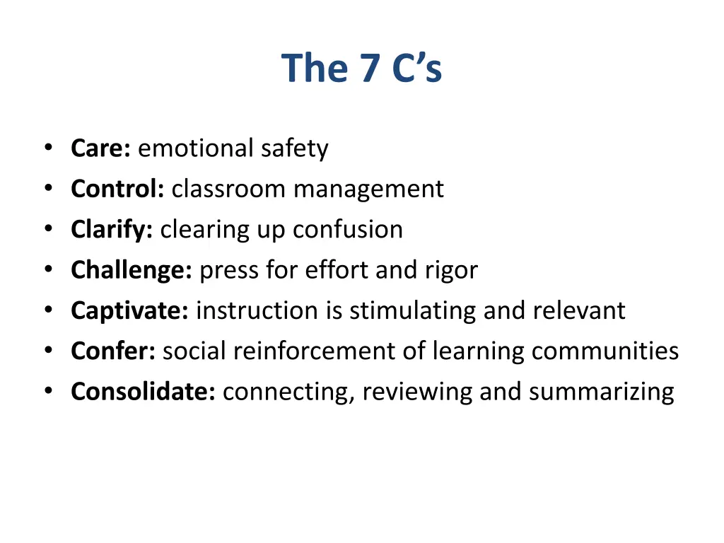the 7 c s
