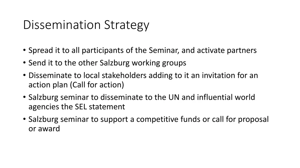 dissemination strategy