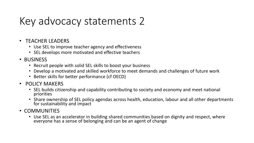 key advocacy statements 2