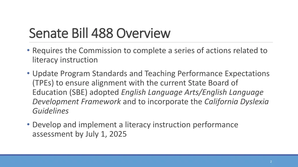 senate bill 488 overview senate bill 488 overview