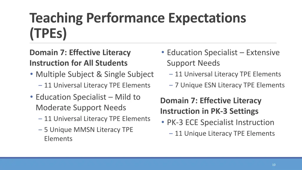 teaching performance expectations tpes