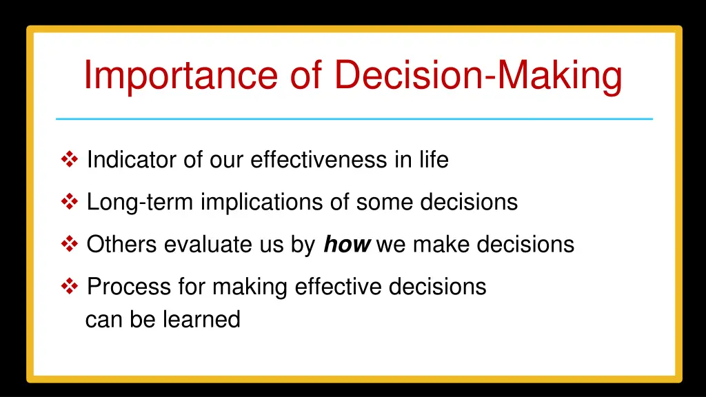 importance of decision making