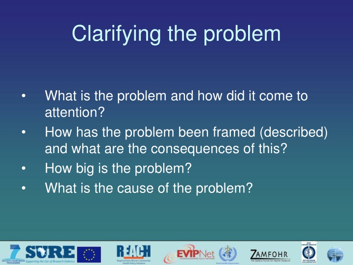 clarifying the problem