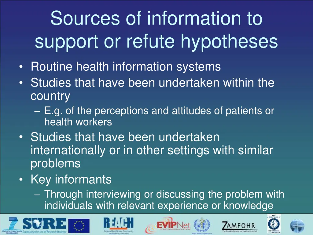 sources of information to support or refute