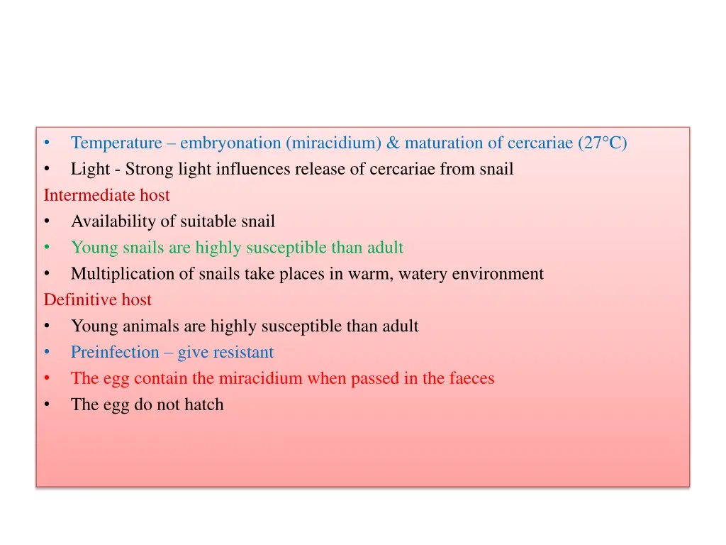 temperature embryonation miracidium maturation