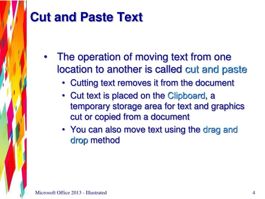 cut and paste text