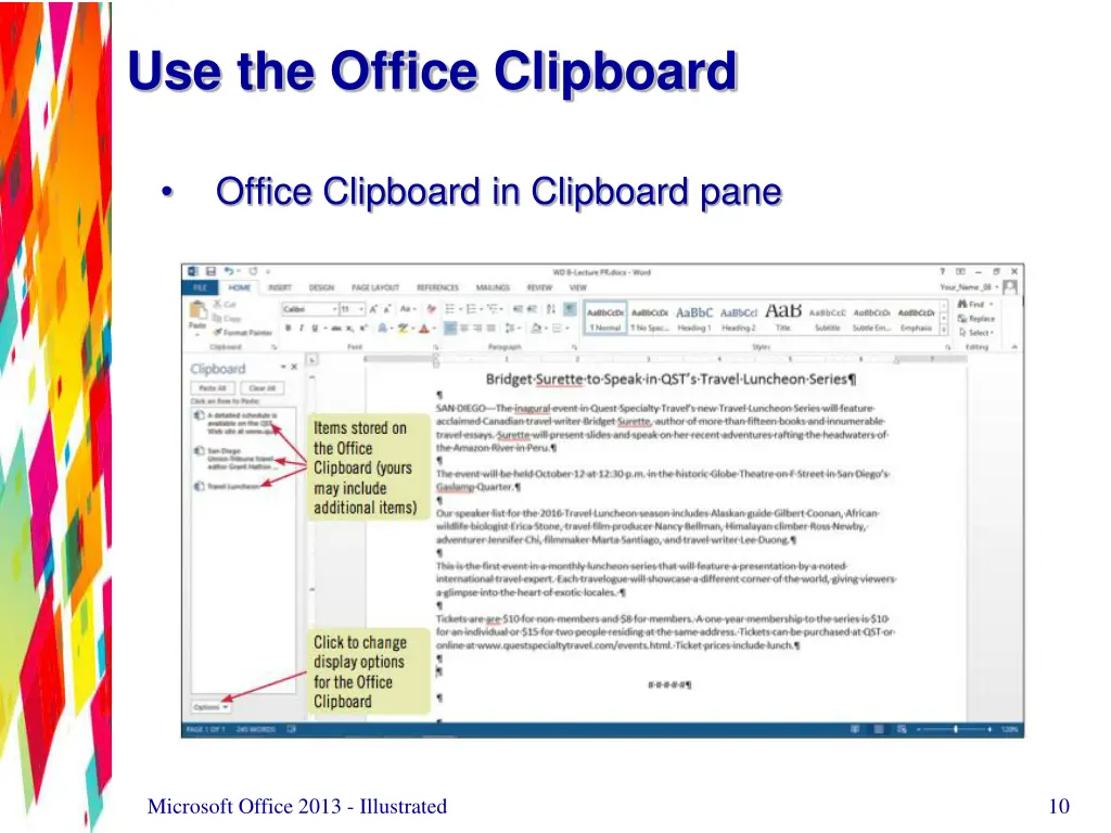 use the office clipboard 1