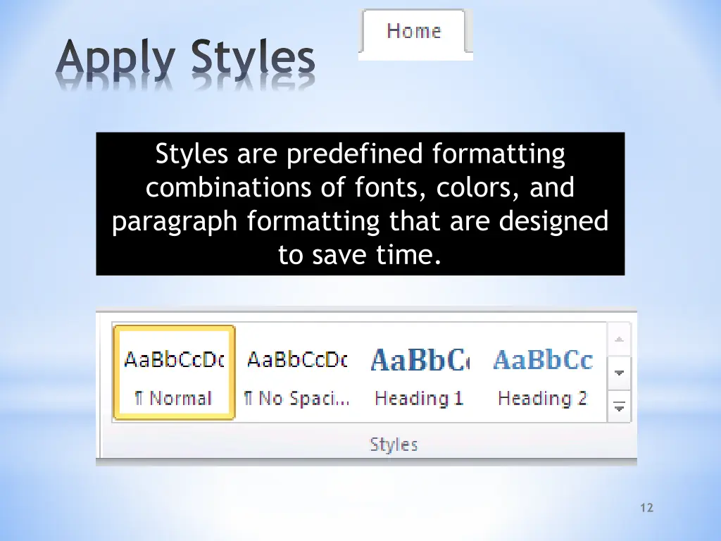 apply styles